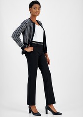 Anne Klein Petite Belted Mid-Rise Straight-Leg Pull-On Pants - Anne Black