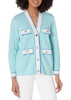 Anne Klein Women's Cardigan with Tipped Pockets