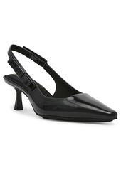 Anne Klein Women's Carmel Slingback Kitten Heel Pumps Regular & Wide Width - Black Patent