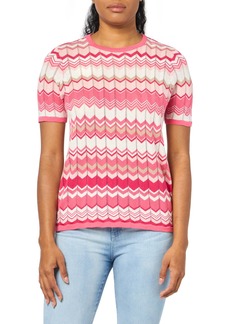 Anne Klein Women's Chevron Stitch Cap Sleeve Crew Neck