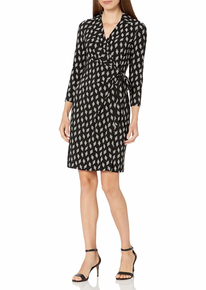 anne klein dot print faux wrap dress