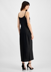 Anne Klein Women's Cowlneck Side-Slit Slip Dress, Created for Macy's - Anne Black