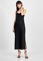 Anne Klein Women's Cowlneck Side-Slit Slip Dress, Created for Macy's - Anne Black