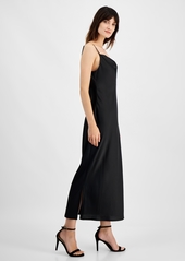 Anne Klein Women's Cowlneck Side-Slit Slip Dress, Created for Macy's - Anne Black