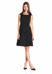Anne Klein Women's Crepe Pearl Edge Seamed Fit and Flare Dress
