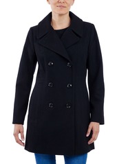 Anne Klein Women's Double-Breasted Peacoat, Created for Macy's - Medium Grey