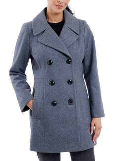 Anne Klein Women's Double-Breasted Peacoat, Created for Macy's - Medium Grey