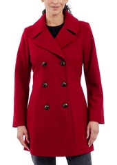 Anne Klein Women's Double-Breasted Peacoat, Created for Macy's - Medium Grey