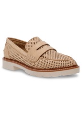 Anne Klein Women's Elia Perforated Penny Loafers - Natural Microsuede Perforated