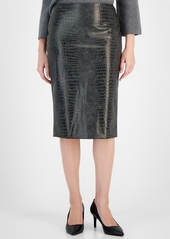 Anne Klein Women's Faux Alligator Shimmer Skirt - Night Fall