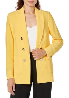 Anne Klein Women's Faux Double Breasted Jacket with Patch P