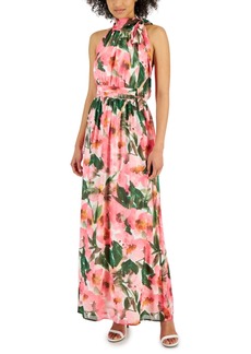 Anne Klein Women's Floral-Print Halter Maxi Dress - Camellia M