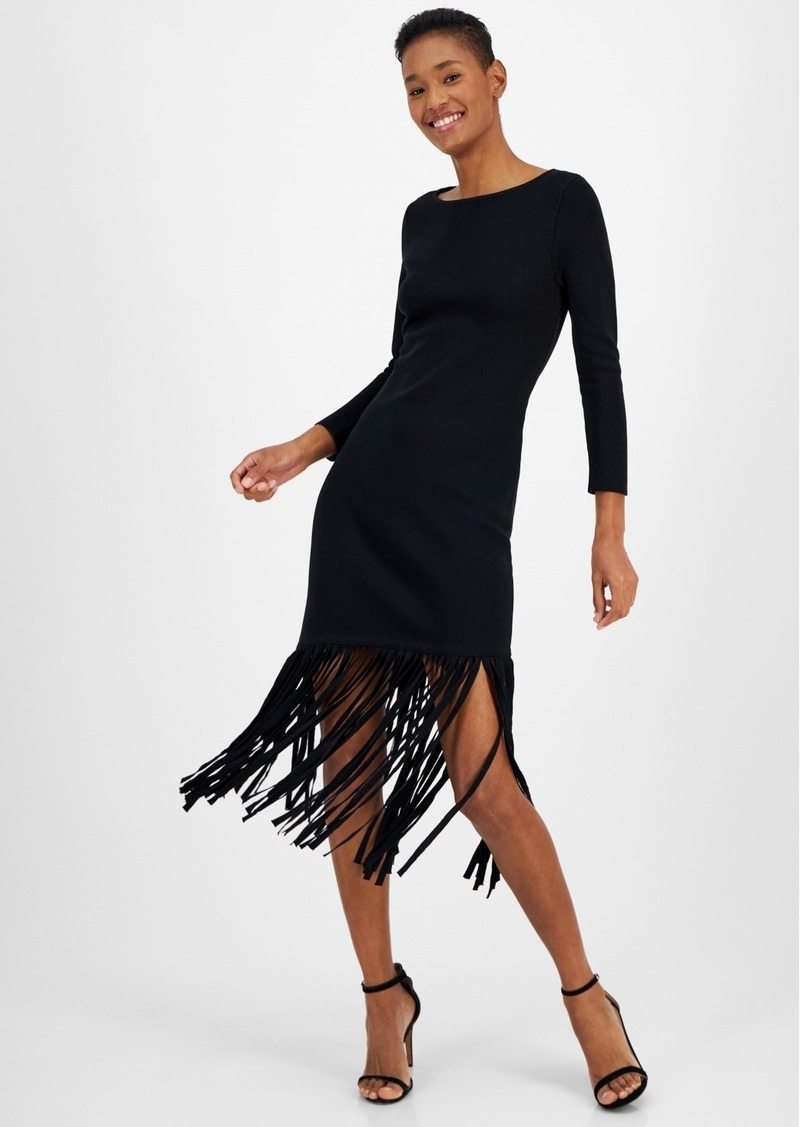 Anne Klein Women's Fringe A-Line Dress - Anne Black