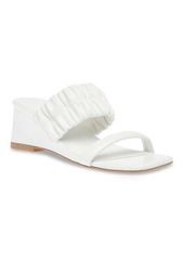 Anne Klein Women's Galle Square Toe Wedge Sandals - White Smooth