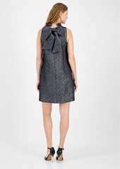 Anne Klein Women's Glitter Bow-Back Sleeveless Shift Dress - Gunmetal