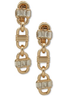 Anne Klein Women's Gold-Tone Crystal Baguette Linear Clip Earrings - Crystal