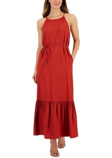 Anne Klein Women's Halter Maxi Dress W/Tier Hem & SELF SASH