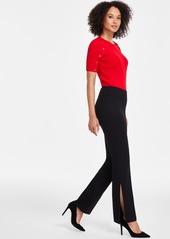 Anne Klein Women's High-Rise Pull-On Bootcut Pants - Anne Black