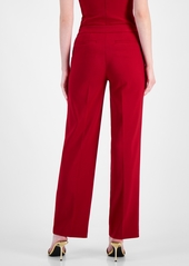 Anne Klein Women's High-Rise Seam-Front Pants - Titian Red