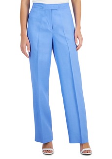 Anne Klein Women's Linen-Blend High Rise Wide-Leg Pants - Shore Blue