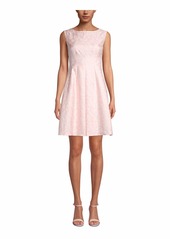 Anne Klein Women's Jacquard Inverted Pleat FIT and Flare Dress