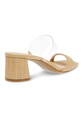 Anne Klein Women's Karma Block Heel Dress Sandals - Clear Vinyl, Natural Raffia