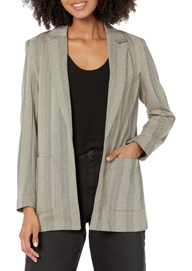 Anne Klein Women's Knit Chevron Notch Collar Jacket W/Patch Pockets