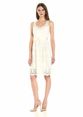 Anne Klein Women's Lace/Stain Combo Racer Back Fit &Flare