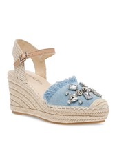 Anne Klein Women's Liberty Espadrille Wedge Sandals - Natural Raffia Crystal