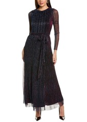 Anne Klein Womens Long Sleeve Crinkle Foil Maxi Dress   US