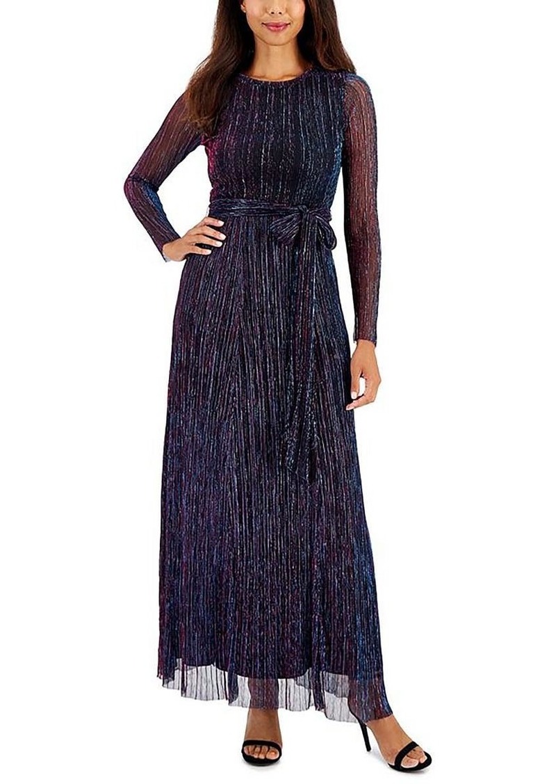 Anne Klein Women's Long Sleeve Crinkle FOIL Maxi Dress