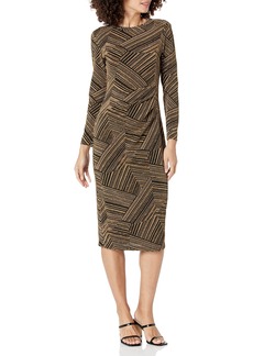 Anne Klein Women's Long Sleeve Dress with Side Pleating Detail