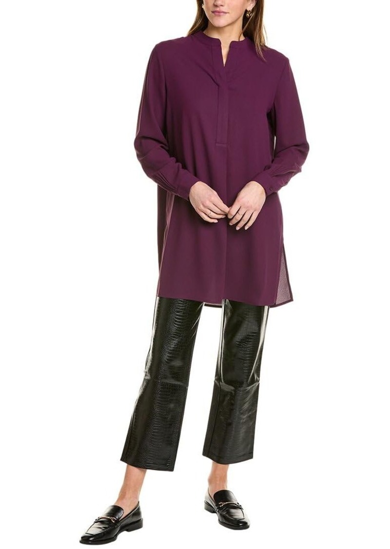 Anne Klein Women's LS Popover Blouse with Covered Placket A DEEP Plum