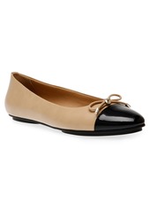 Anne Klein Women's Luci Cap Toe Ballet Flats - Nude  Black