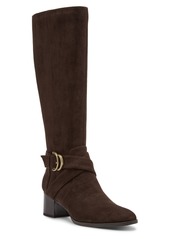 Anne Klein Women's Maelie Knee High Microsuede Regular Calf Boots - Dark Brown Microsuede