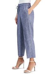 Anne Klein Women's Linen-Blend Mid Rise Drawstring-Waist Crop Pants - Dstnt Mt/b