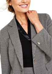 Anne Klein Women's Mini Houndstooth One-Button Jacket - Anne Black/crema