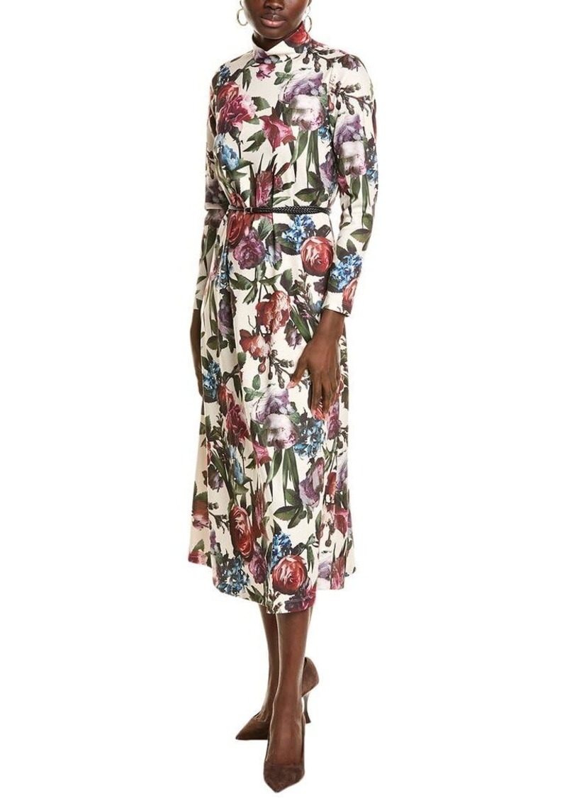 Anne Klein Women's Mock Neck Printed MIDI Dress