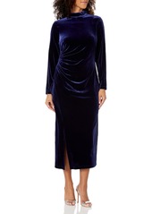 Anne Klein Women's Mock Neck Ruched MIDI Dress