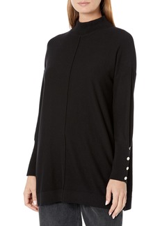 Anne Klein Women's Mock Neck Sweater Long Sleeve with Buttons