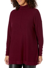 Anne Klein Women's Mock Neck Sweater Long Sleeve with Buttons