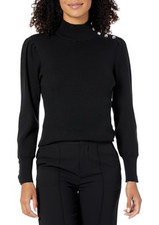 Anne Klein Women's Mock Neck Sweater with Side Buttons