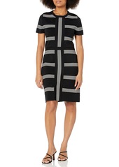 Anne Klein Women's Multi Stripe Short SLV Dress with CF PAN