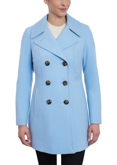 Anne Klein Women's Double-Breasted Wool Blend Peacoat, Created for Macy's - Glacial Blue