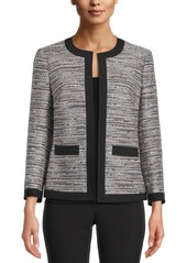 Anne Klein Women's Open Front Tweed Framed Jacket with Patch Pockets