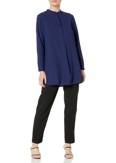 Anne Klein Women's Petite POP-Over Blouse with Covered Placket and Side Slit