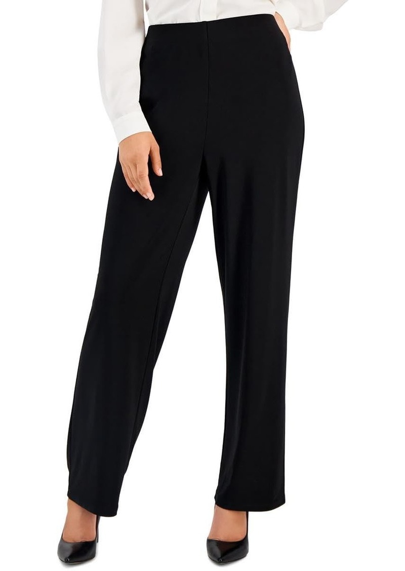 Anne Klein Women's Petite Solid ITY Wide Leg Knit Pant-Regular