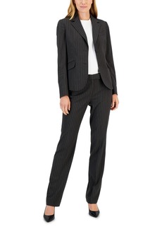 Anne Klein Women's Pinstripe Two-Button Jacket & Flare-Leg Pants & Pencil Skirt - Charcoal/bright White