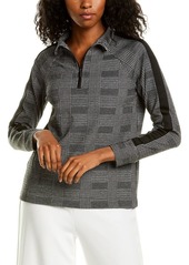 Anne Klein Women's Plaid LS Pullover BLK/Anne WHT  XL