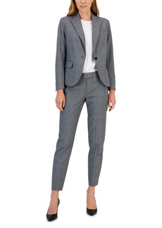 Anne Klein Women's Plaid One-Button Notch-Collar Pantsuit - Anne Black Combo